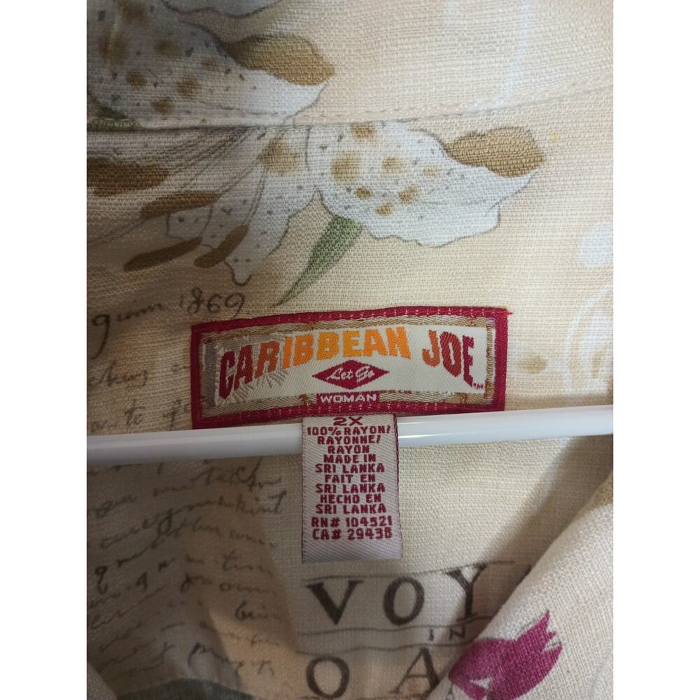Caribbean Joe Womens Hawaiian Camp Shirt 2X Resort Island Cruise NWOT - Picture 6 of 9